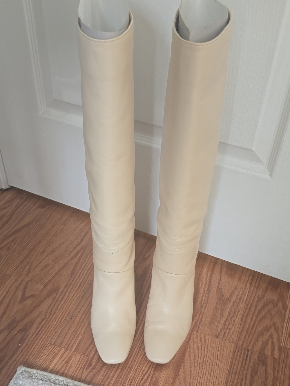 Mango SNAKE PRINT HEEL Cream Knee-High Leather Boots SZ EURO 39 (US 8.5)
